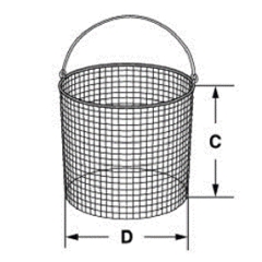 Wire basket with handle, round (Rổ dây có tay cầm, tròn)